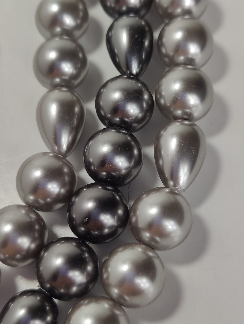 Roman Multi Strand Faux Pearl Statement Necklace Gray Gunmetal - Picture 3 of 9